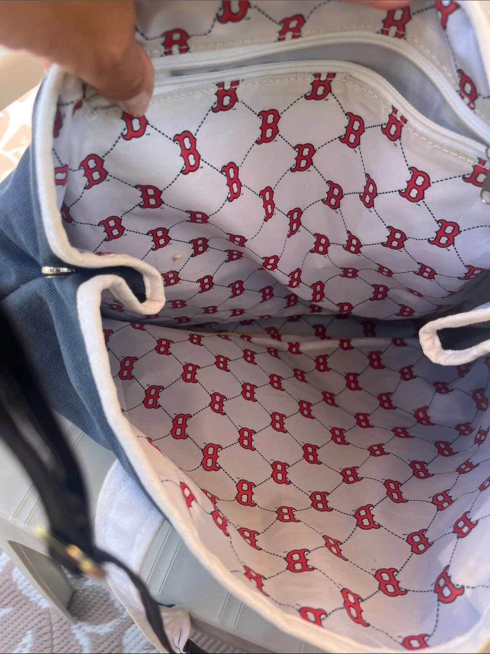 Boston Red Sox Navy Canvas Duffel Tote with Red 'B' Logo